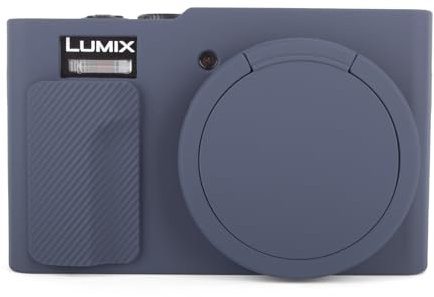 MUZIRI KINOKOO Housse Compatible avec Panasonic Lumix DC-TZ99/ZS99 - Étui en Silicone en Caoutchouc Souple DC-TZ99/ZS99 avec Cache-Objectif Amovible - Antidérapant et Anti-Rayures- Bleu foncé