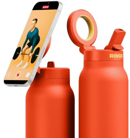 Ringo Pro - Gourde en acier inoxydable avec support magnétique rotatif pour smartphone - 710ml - Orange