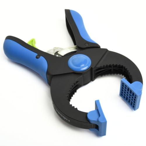 Ratchet-Lock Spring Clamp with Quick Release PE Body & Steel Spring, Self-Adjusting Pivot Jaws – Woodworking, Carpentry, Plumbing, Repairs (1, 200 mm (8 in))