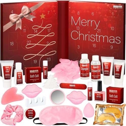 BRUBAKER Cosmetics XXL Beauty Adventskalender 2025 - Großer Weihnachtskalender zum Aufklappen in Buch-Form - 24 Kosmetik & Spa Überraschungen für Frauen und Mädchen - Wellness Kalender