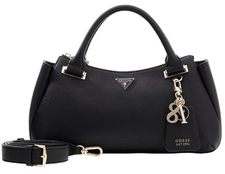 GUESS Handtasche Umhängetasche Evie Triple Compartment Satchel Bag Black schwarz
