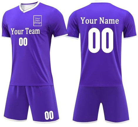 Ensemble de Maillot Personnalisé avec Nom, Numéro et Logo, Maillot de Foot Homme et Enfant Personnalisé, Maillot Basket Personnalisable, Tee Shirt Personnalisable