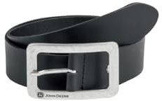 JOHN DEERE Ledergürtel Schwarz – Robuster Echtleder-Gürtel mit eckiger Metallschnalle & Logo – Ideal für Landwirte & Outdoor-Arbeit (Schwarz, 95)