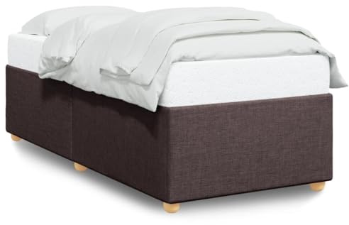 Mhdvray Einzelbett 90 x 190 cm Dunkelbraun Stoffbezug Jugendgästebett mit Lattenrost Robustes Bettgestell Modernes Schlafdesign für Schlafzimmer Gästezimmer Jugendzimmer