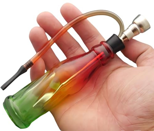 YEESAM Brûleur à Huile en Verre, Pipe épaisse et Transparente, Petite Taille, Bong à Huile, Bong en verre Mini narguilé Shisha tabac fumer bouteille 12cm