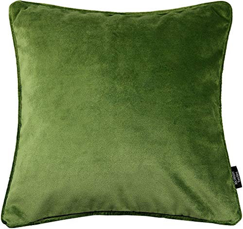 McAlister Textiles Matter Samt | Kissenbezug für Sofakissen in Farngrün | 50 x 50cm | erhältlich in 25 Farben | griffester Samt edel paspeliert | Kissenhülle für Samtkissen