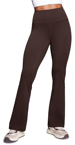 CRZ YOGA Damen Butterluxe Flare Yoga Leggings Bootcut Yogahose High Waist Schlaghose mit Taschen Bootleg Freizeithose - 77.5cm Heißes Fudge-Brown 38