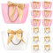 PHOGARY Sacchetti regalo con maniglie - 12 pezzi 11x7.9x3.5 Carta Borsa per bomboniere con fiocco Bow per Compleanno Wedding Present Wrap (rosa e bianco, medio)