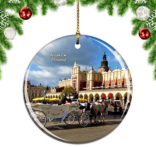 Weekino Polen Krakau Rynek Glowny Central Square Weihnachtsdekoration Christbaumkugel Hängender Weihnachtsbaum Anhänger Dekor City Travel Souvenir Collection Porzellan 2,85 Zoll