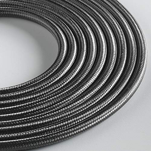 Klartext - Cavo tessile tondo LUMIÈRE per illuminazione, 3x0,75mm, Grigio ferro, 3mt.|Attenzione: cavo terra incluso! Massima sicurezza anti scossa!