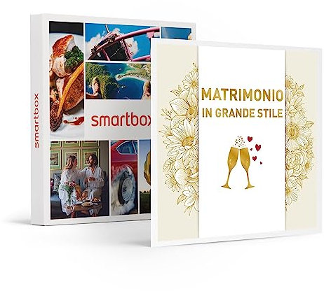 Smartbox - Cofanetto Regalo per Uomo o Donna - Matrimonio in Grande Stile - Idee Regalo Originale - 1, 2, 3 Notti con Colazione, 1 Cena o 1 Esperienza Benessere per 2 Persone