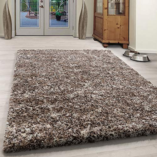 KADIMA DESIGN MODERNER HOCHFLOR Teppich Enjoy 100% PP.Shaggy 50MM Floor HÖHE 120 X 170 cm RUND BEIGE 4500