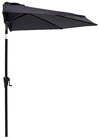 C-Hopetree 2.75m Half Round Market Garden Parasol Wall Umbrella for Outdoor Patio with Crank and Tilt, Black