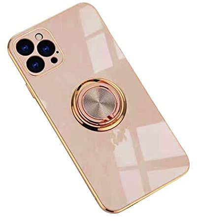 Jacyren Hülle für iPhone 12 Pro Max Handyhülle,iPhone 12 Pro Max Schutzhülle Ultradünnes magnetische KFZ-Halterung mit 360-Grad Finger-Halter Schale für iPhone 12 Pro Max (iPhone 12 Pro Max, Milchtee)