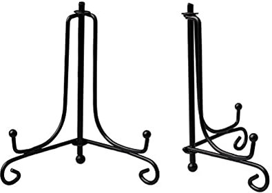 Jieddey Hierro Pantalla Soporte,2 PCS Soporte de Placa Negro Placa de Hierro Caballete Soporte Libros para Cuadros Marcos de Fotos Placa Decorativa Obras de Arte Decoración 5 Pulgadas