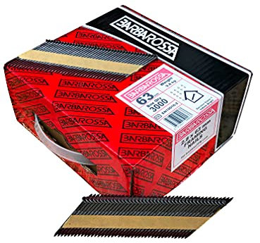 Barbarossa 1st Fix (51mm - 90mm) Bright collated framing Nails for Cordless nailers (63mm - 2 1/2 Ringshank)