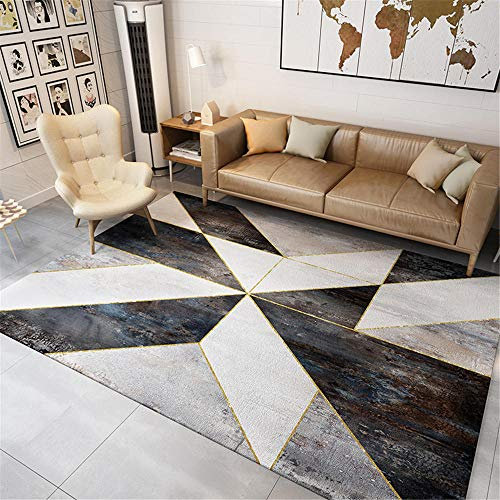 Teppich mädchen Teppich kinderzimmer Langlebiger Rutschfester Teppich aus geometrischem Design mit schwarzer Grauer Tinte für das Wohnzimmer rasenteppich Balkon deko Wohnzimmer 180*280cm