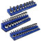 MichaelPro MP014002 3-Piece Magnetic Socket Holder, Socket Organiser, Socket Storage, Socket Rail, Socket Organizer, for 1/4, 3/8 & 1/2 Inch Metric Sockets, Blue