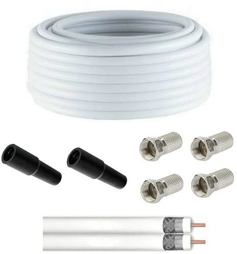 30m Twin SAT Kabel Lokmann 135dB 2X 5.5mm Vollkupfer F-Stecker Gummitüllen 4K 8K