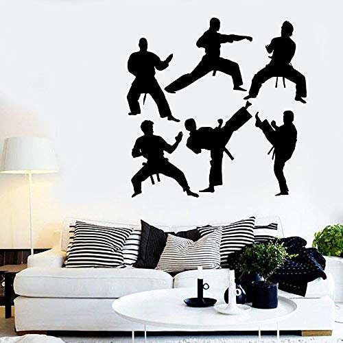 NSRJDSYT Chinesische Kung Fu Wandtattoo Kampffiguren Silhouette Kunst Tür Fenster Vinyl Aufkleber Teens Jungen Schlafzimmer Sport Wohnkultur 42x42cm