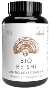 Pilze Wohlrab - Bio Reishi Extrakt Kapseln, 350 mg Reishi Extrakt je Kapsel, 1 Dose à 60 Kapseln, mit Vitamin C, Höchste Bio-Qualität, Nahrungsergänzungsmittel