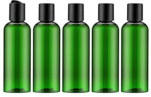 100ml Bouteille de Flacon Voyage Vide, Anti-Fuite Contenant, Rechargeable Avec Etiquette Pour Shampoing, Lotion, Cosmétiques(5pcs,Vert)