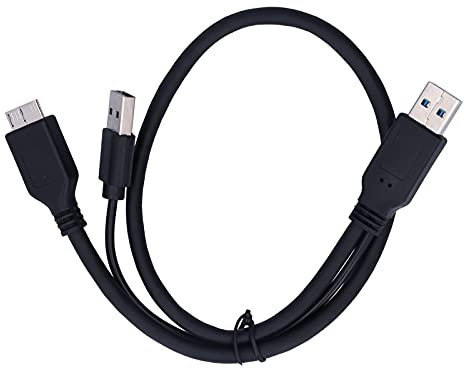 USB3.0 Power Data Cable,PVC USB-A to USB 2.0 + Micro B Y Type Male to Male Mobile Hard Disk Cable Computer Accessories,Strong Anti-Interference Ability,0.5 Meter Cable,for Mobile Hard Disk Black