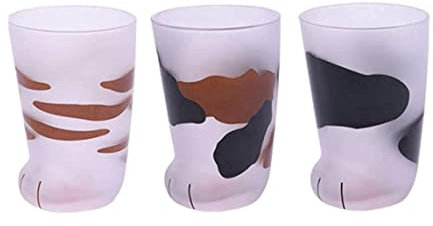 Tazze di vetro opaco zampa gatto tigre zampe tazza di calore tazza resistente al latte resistente a tazza di San Valentino 300 ml 3pcs tè e bicchieri di caffè
