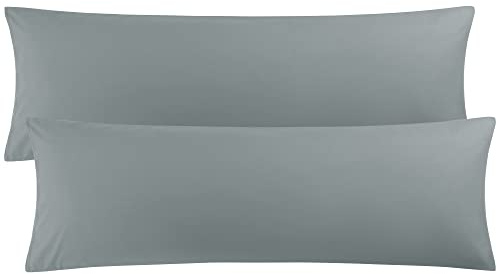 PiccoCasa 2er Set Kissenbezug 50x150 cm Seitenschläferkissen Bezug aus Mikrofaser mit Hotelverschluss, Ultra weich und atmungsaktiv, Dunkelgrau