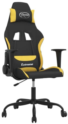 vidaXL Gaming Stuhl, Bürostuhl Drehbar Höhenverstellbar, Schreibtischstuhl Verstellbare Rückenlehne, Drehstuhl Chefsessel, Schwarz Gelb Stoff