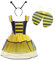 Lito Angels Deguisement Costume Robe de Abeille avec Ailes at Cerceau de Cheveux pour Enfant Fille Taille 6-7 ans, Jaune Noir