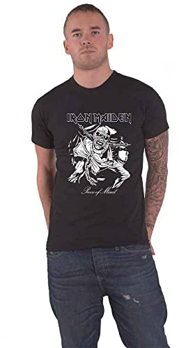 Iron Maiden T Shirt Piece of Mind Mono Eddie Band Logo Official Unisex Black XL