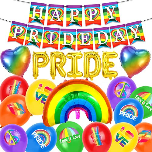 HOWAF LGBT Gay Pride Deko, Gay Pride Luftballons Regenbogen Luftballons Pride Flag Luftballons Regenbogen Flagge LGBT Gay Pride Banner Regenbogen Banner Pride Flagge für LGBTQ LGBT Pride Accessoires