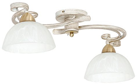 Licht-Erlebnisse Deckenlampe Glas Metall Shabby Weiß 2-flammig Landhaus für E27 Deckenleuchte Küche Wohnzimmer