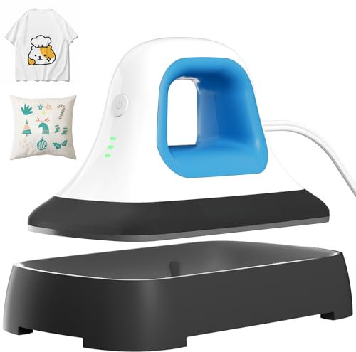 INFANT MOMENT Mini Heat Press - 7x 3.8 Transfer Machine Small Hand held Iron Press Heat for Tshirt and HTV Vinyl Projects,Easy Temperature Control with Safety Base & Auto-Off Feature(Blue)