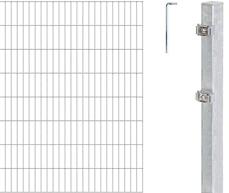 Alberts 656799 Doppelstabmattenzaun als 28 tlg. Zaun-Komplettset | verschiedene Längen und Höhen | feuerverzinkt | Höhe 200 cm | Länge 26 m