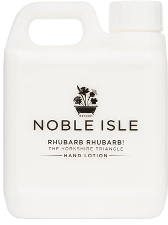 Noble Isle Hand Moisturiser | Luxury Hand Lotion Refill For Men & Women | Anti-age, Vegan Friendly, Real Perfume, Britain In A Bottle Hand Cream | Made in the UK - 1L Refill Pack (Rhubarb)