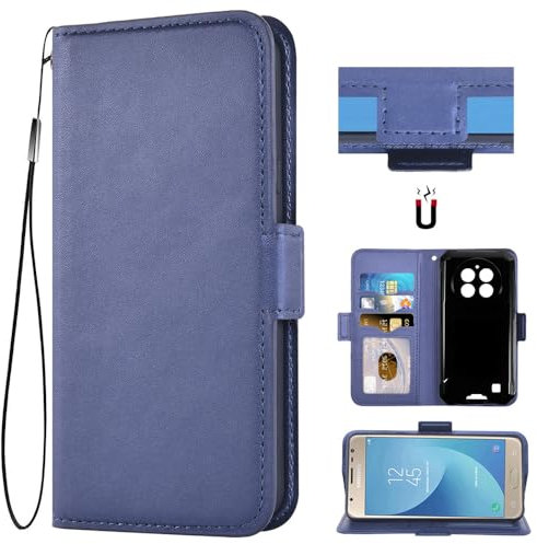 Auotu Cuir with Protection de la caméra PU Coque Flip Bookstyle Magnétique Housse Étui Cover Case pour Oukitel WP28 / WP28E / WP28S / OUKITEL G1 Smartphone (Bleu)