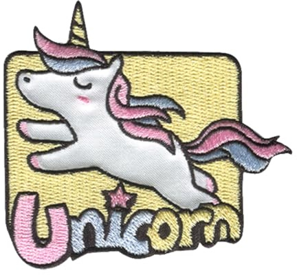 Catch the Patch Einhorn springend Aufnäher zum Aufbügeln Fantasy 8 x 7,3 cm Bügelbild für Kinder Mädchen mit Glitzer Regenbogen Prinzessin, Bastel DIY Mitbringsel Kindergeburtstag Geschenk