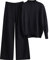YCBMINGCAN Damen Strickset Herbst und Winter Strickanzug Stehkragen Pullover Lange Hosen Lose Zweiteiler Skianzug Damen Set (E-Black, One Size)