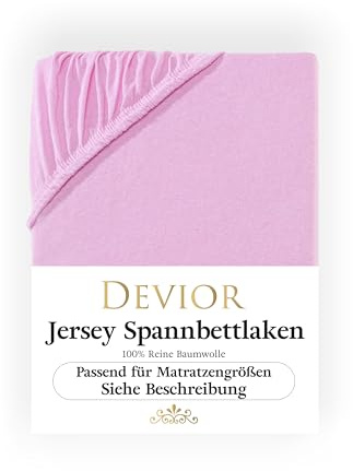 Devior Jersey Spannbettlaken 90x200cm - 100x200cm, 100% Baumwolle, Matratzenhöhe bis 22cm, Rosa – 135 g/m² Anti-Statisches, atmungsaktives Bettlaken mit Einlaufschutz, Matratzenbezug Rosa