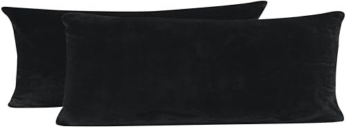 one-home 2er Pack Kissenbezug Kissenhülle Teddy Plüsch Uni kuschelig flauschig warm weich, Größe:40x145 cm, Farbe:schwarz