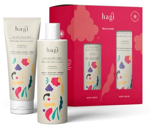 🎄 Set de Regalo de Navidad Hagi Berry Lovely - Bálsamo Corporal Mimoso (200 ml) & Gel de Ducha Nutritivo (300 ml) con Perfumes Ricos en Bayas 🍓