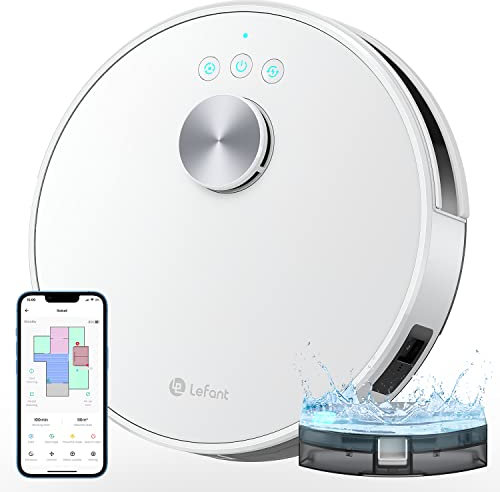 LEFANT Robot Aspirador dToF Navegación, Mapeo Multinivel, Robot Aspirador y Fregasuelos con mapeo, 5500Pa, 200 Min, Zona Prohibida, Control WiFi/App/Alexa - Ideal para el Hogar Inteligente, M1
