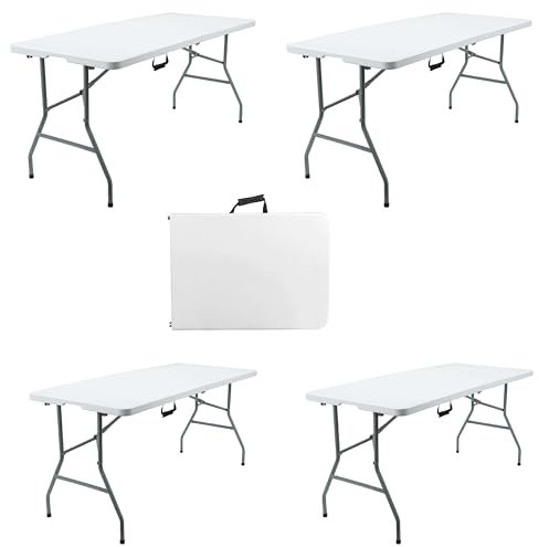 Denny International 1.8M 6ft Heavy Duty Folding Table for Catering Camping Table Trestle for BBQ Picnic Party (4)