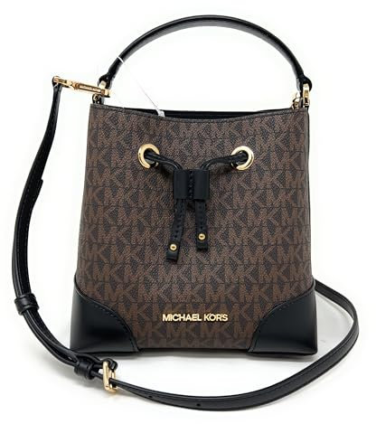Michael Kors XS Suri Mini Bucket Crossbody Drawstring Shoulder Bag 35F2GM9M1B PVC, Braun/Schwarz, M