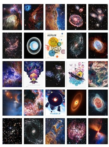 Set Pack of 50 James Webb Hubble Nasa Galaxies Star Clusters Universe Outer Space Collage Kit Postcards Bedroom A6 Set Pack 15x10 cm (6x4)