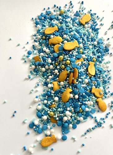 Cherry on the cake Streuselmix Fischers Fritz I Essbare Deko I Streusel I Zuckerstreusel I Zur Deko von Cupcakes, Torten, Kuchen uvm. für die Einschulungsfeier oder Kindergarten Abschied (80g)