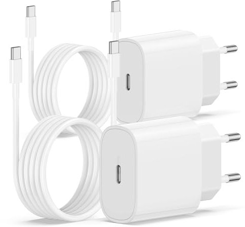 2Pack iPhone 15 16 Ladegerät mit Ladekabel, 20W USB C Power Adapter Schnellladegerät mit Schnellladekabel USB C 2M für iPhone 16 Pro/16 Pro Max/16 Plus/15 Pro Max/15 Plus, iPad, MacBook, Samsung