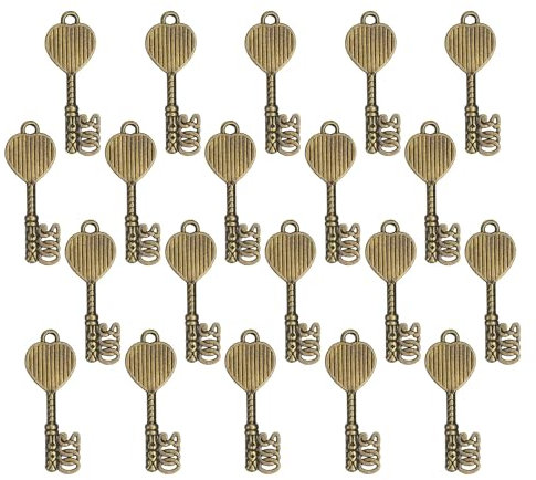 PATIKIL 20 Pcs Vintage Key Bottle Openers 1.3 x 0.4 Inch for Wedding Party Favors Rustic Decoration,Bronze N018
